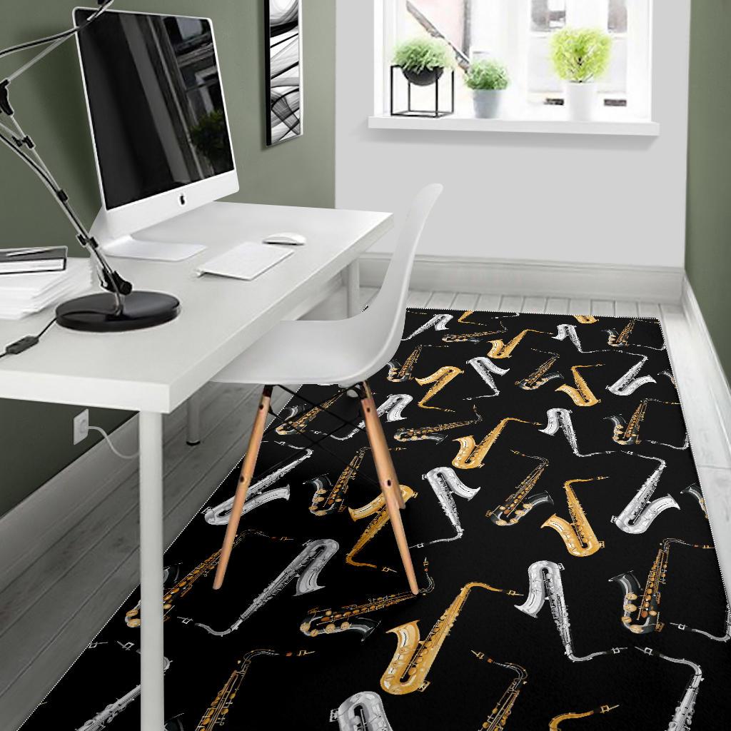 saxophone design pattern Area Rug