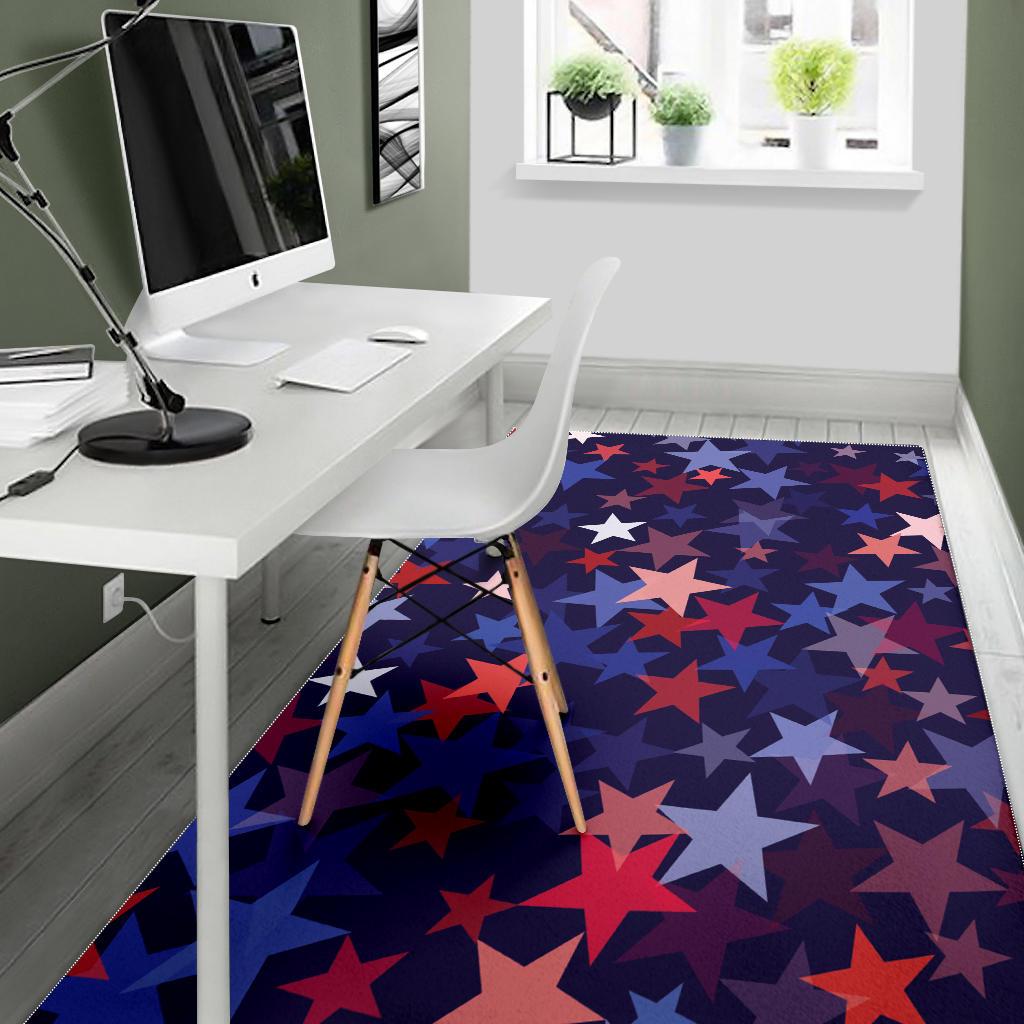Red blue star pattern Area Rug