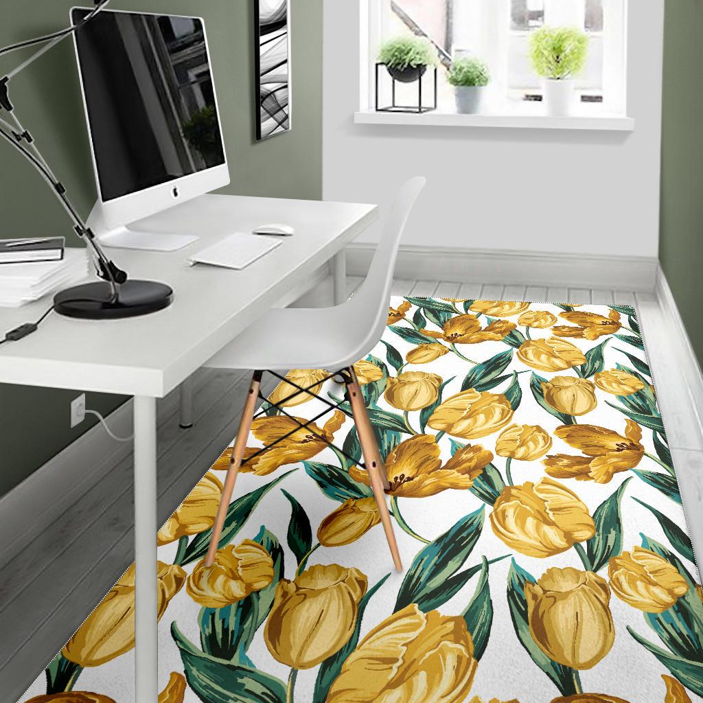 yellow tulips pattern Area Rug