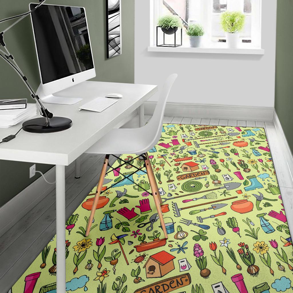 Gardening Pattern Print Design G02 Area Rugs