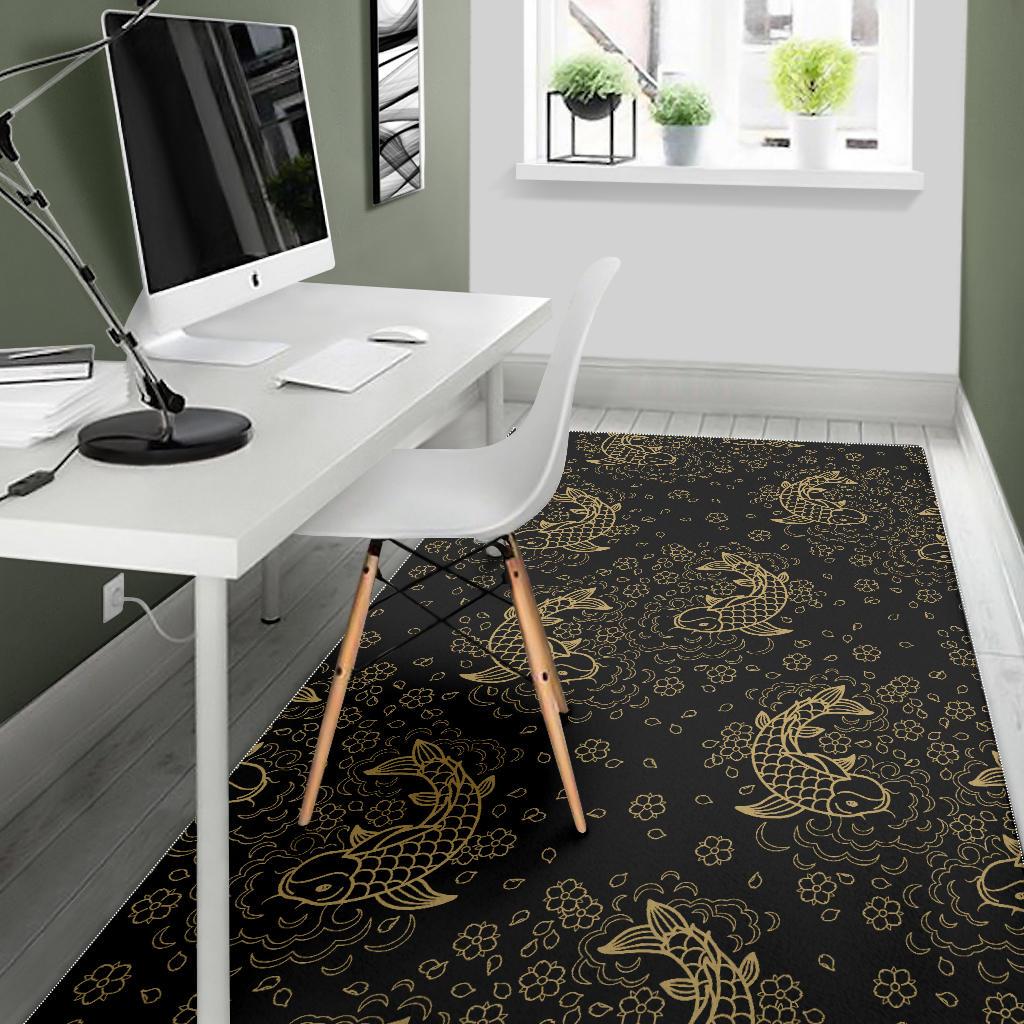 Gold Koi Fish Carp Fish Pattern Area Rug