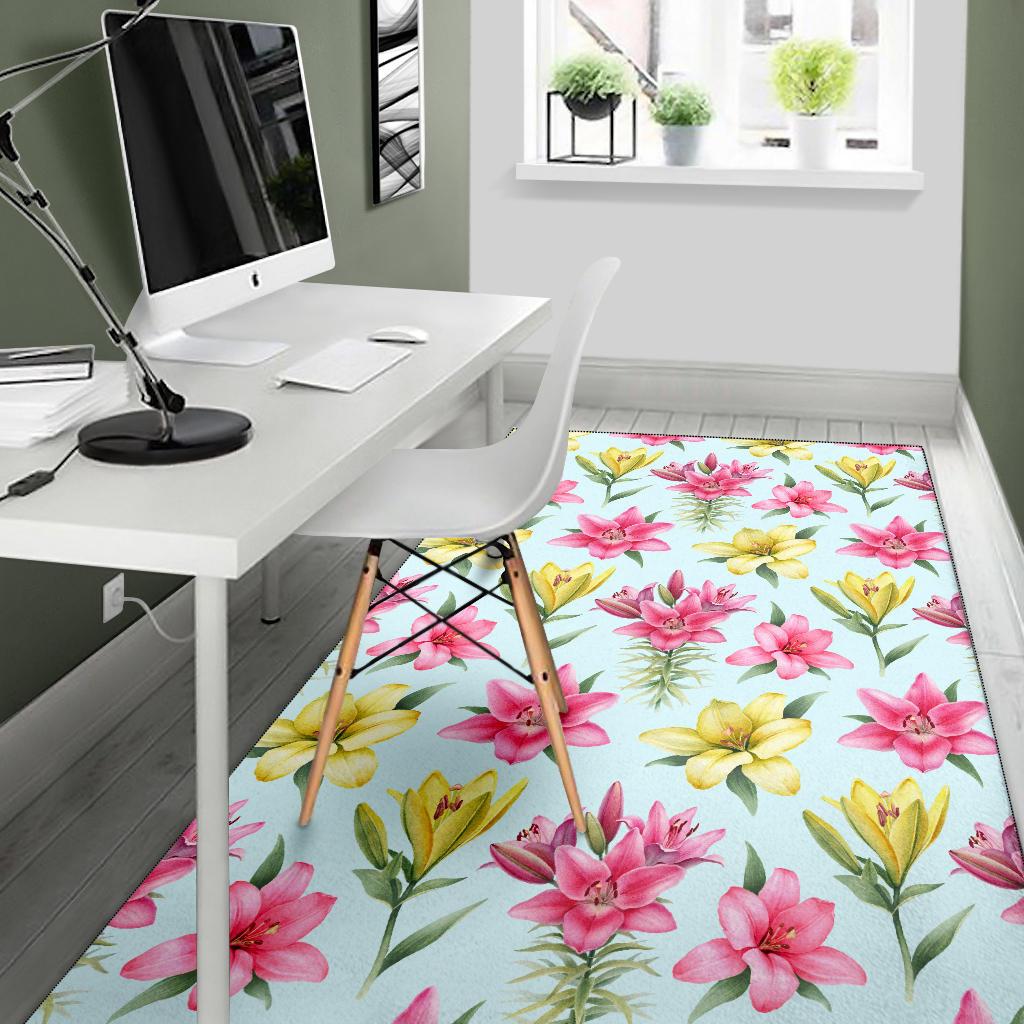 Lily Pattern Print Design LY010 Area Rugs