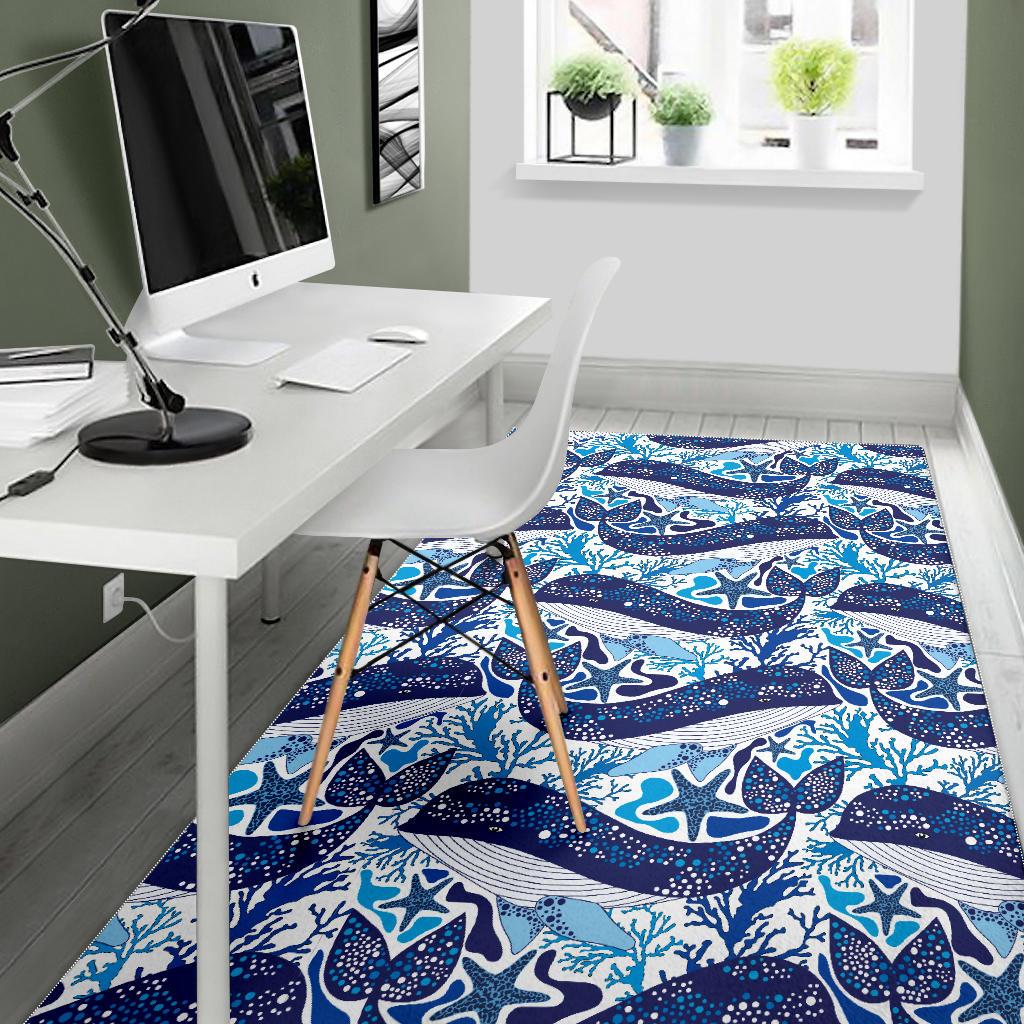 Whale Starfish Pattern Area Rug