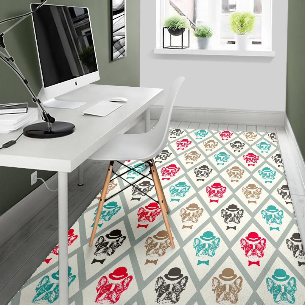 French Bulldog Tuxedo Pattern Area Rug