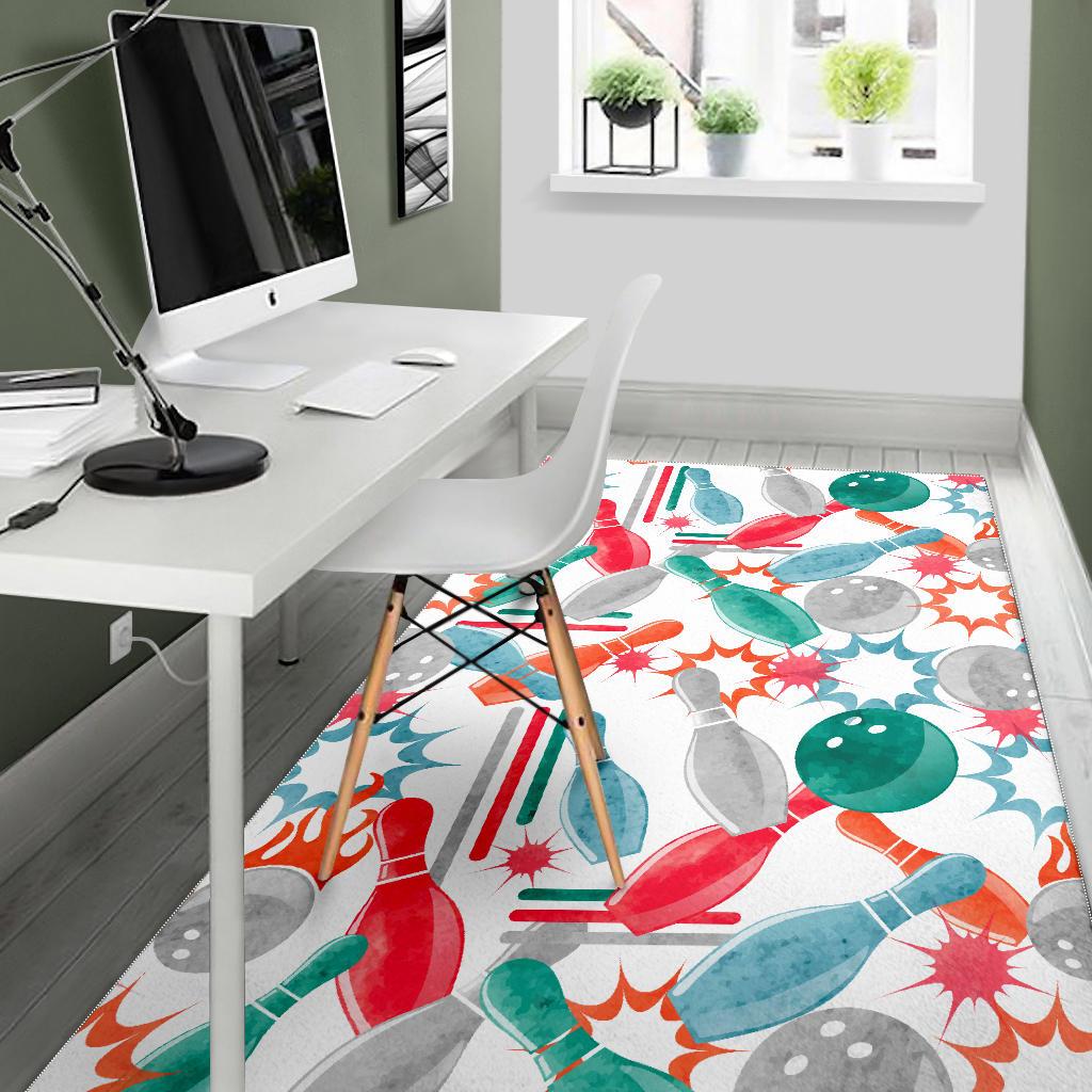 Watercolor bowling pattern Area Rug