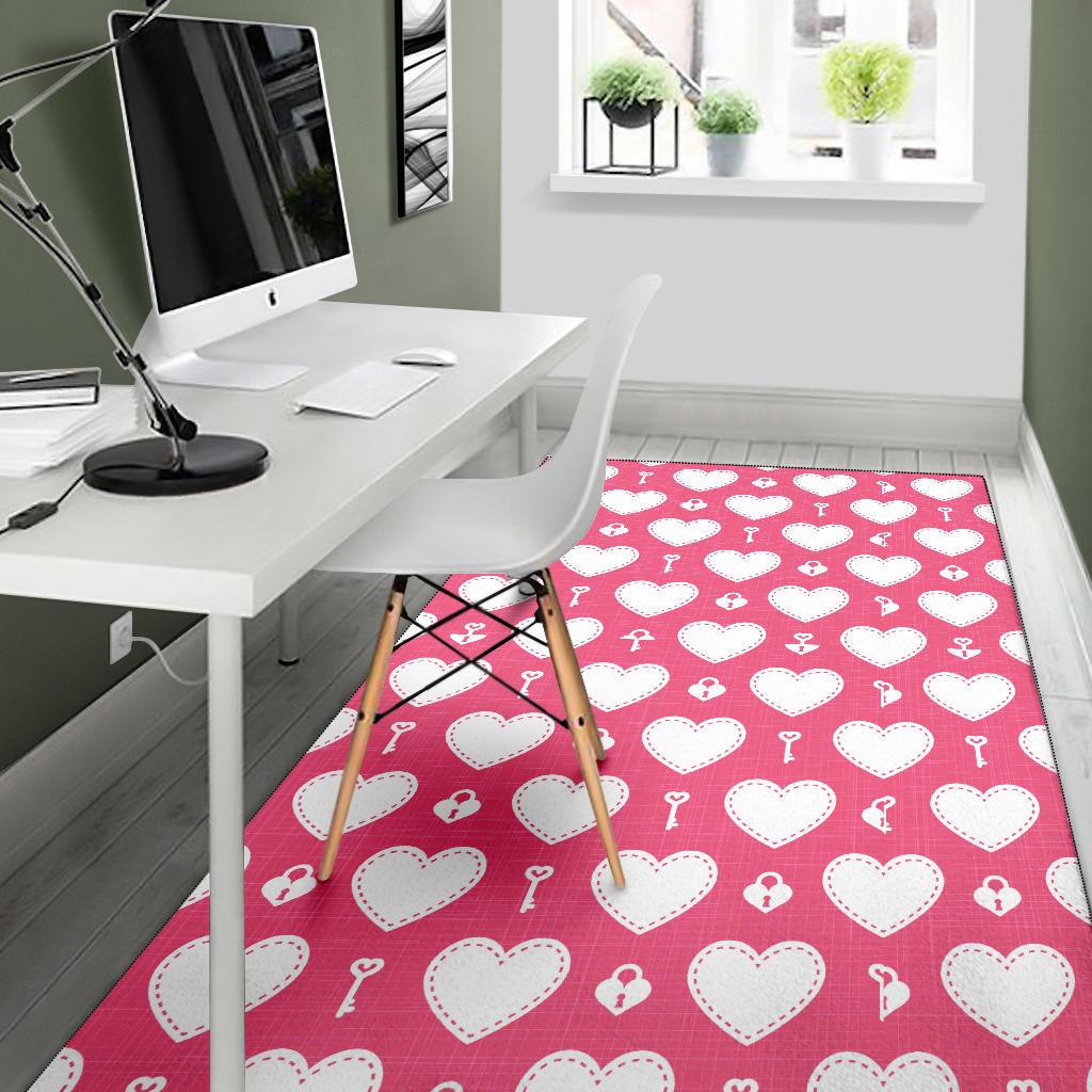 Heart Key Pattern Print Design HE09 Area Rugs