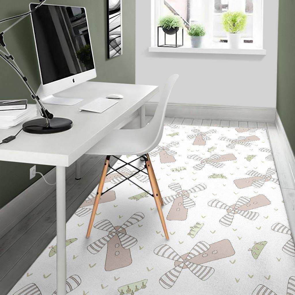 Windmill Pattern Background Area Rug