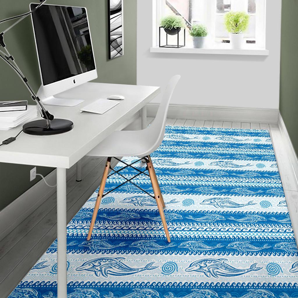 Dolphin Tribal Pattern background Area Rug