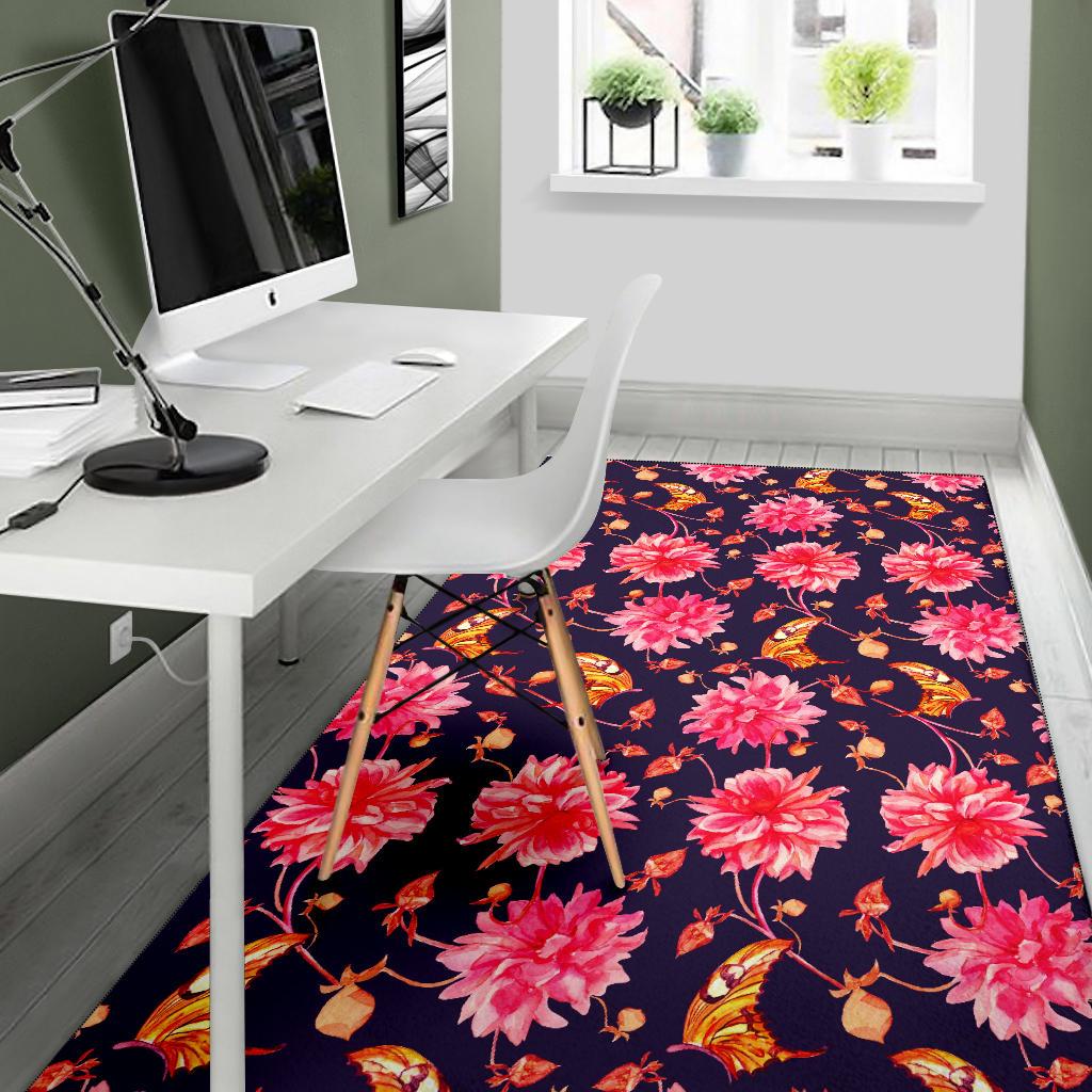 Dahlia Pattern Print Design DH03 Area Rugs
