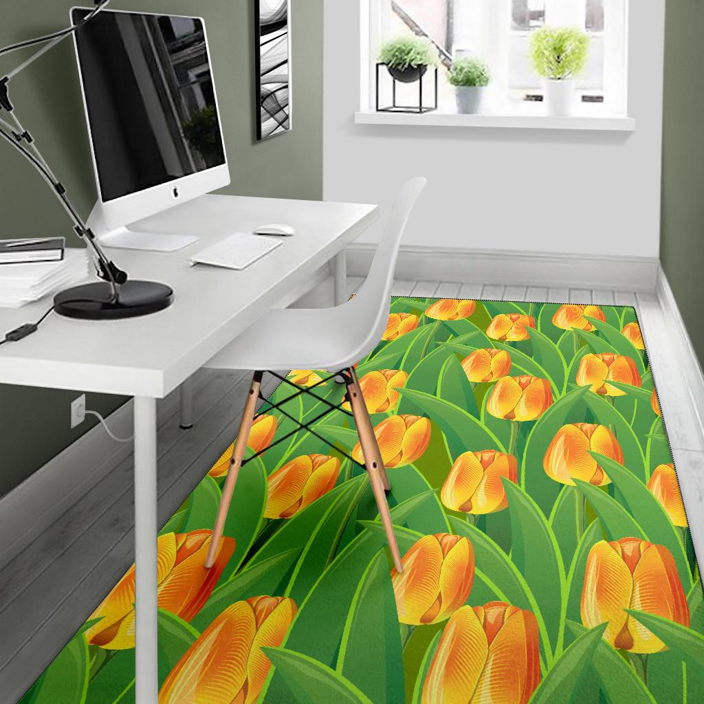 Tulip Orange Pattern Print Design TP07 Area Rugs