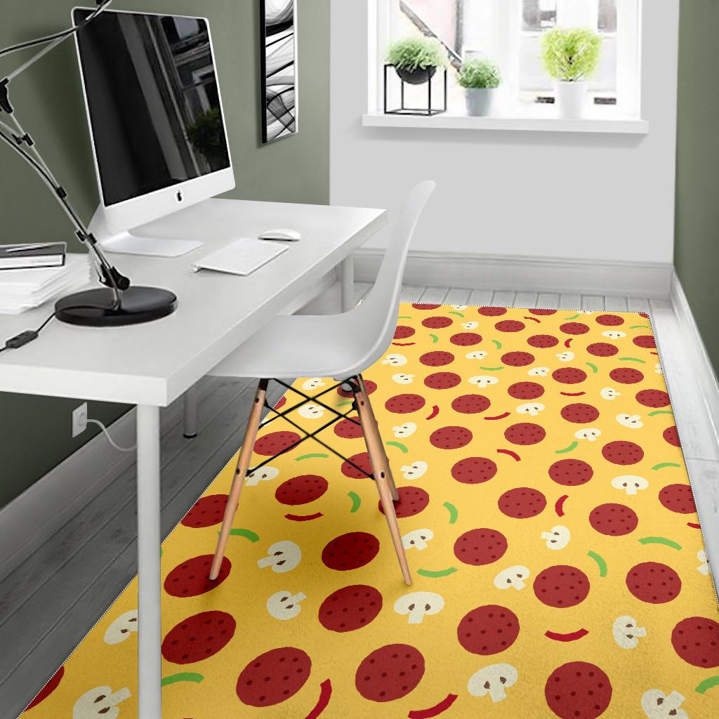 Pizza Salami Mushroom Texture Pattern Area Rug