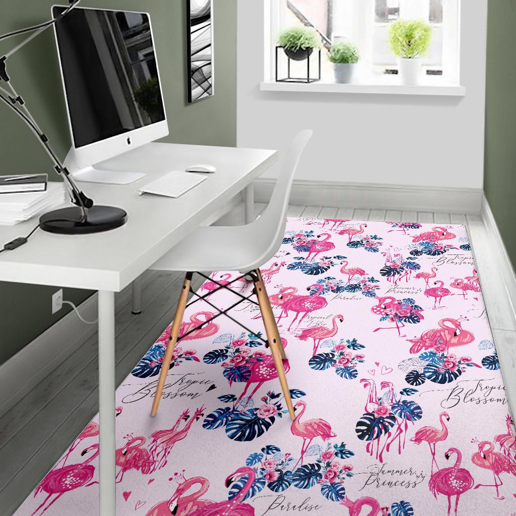 Flamingo Pink Pattern Area Rug