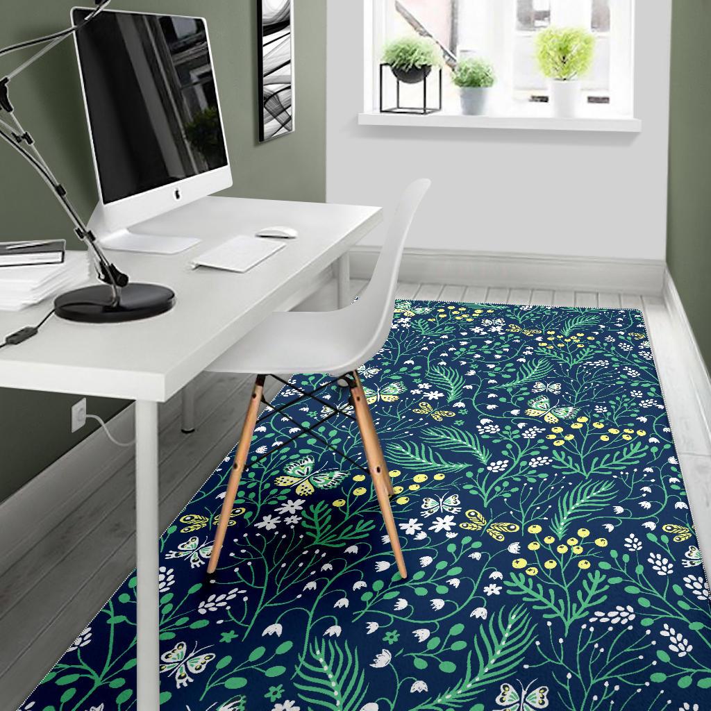 butterfly leaves pattern Area Rug
