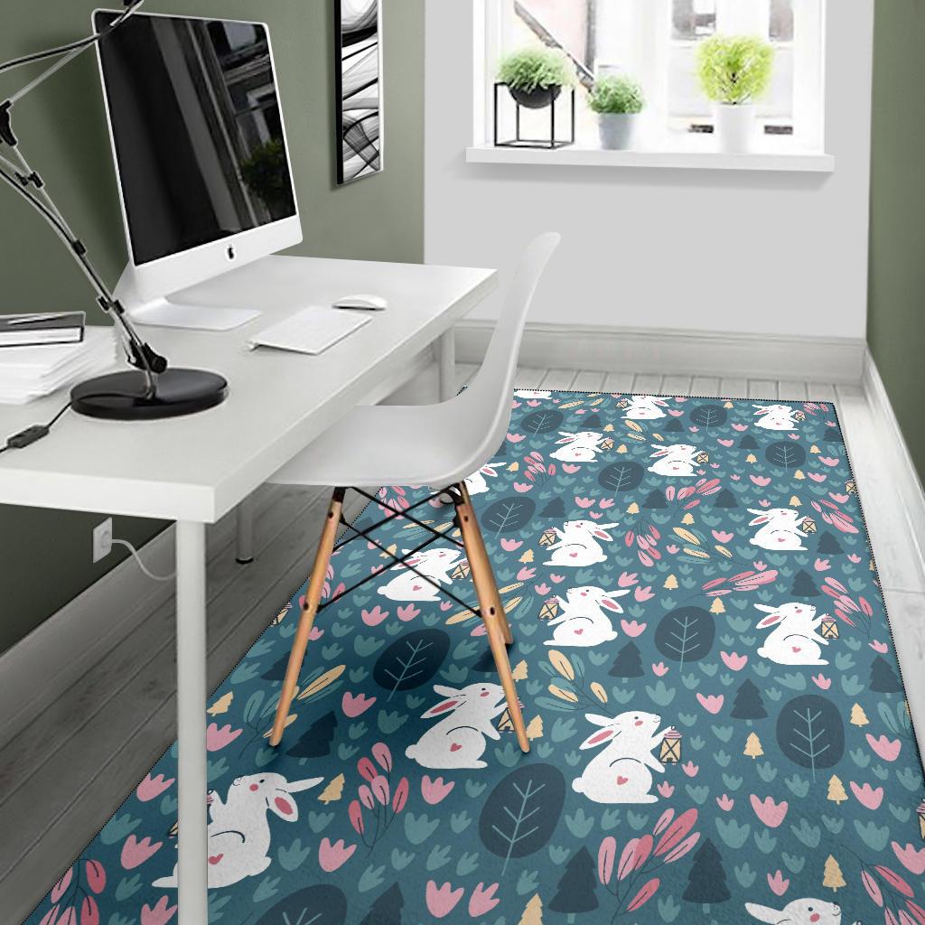 Rabbit Pattern Print Design RB013 Area Rugs