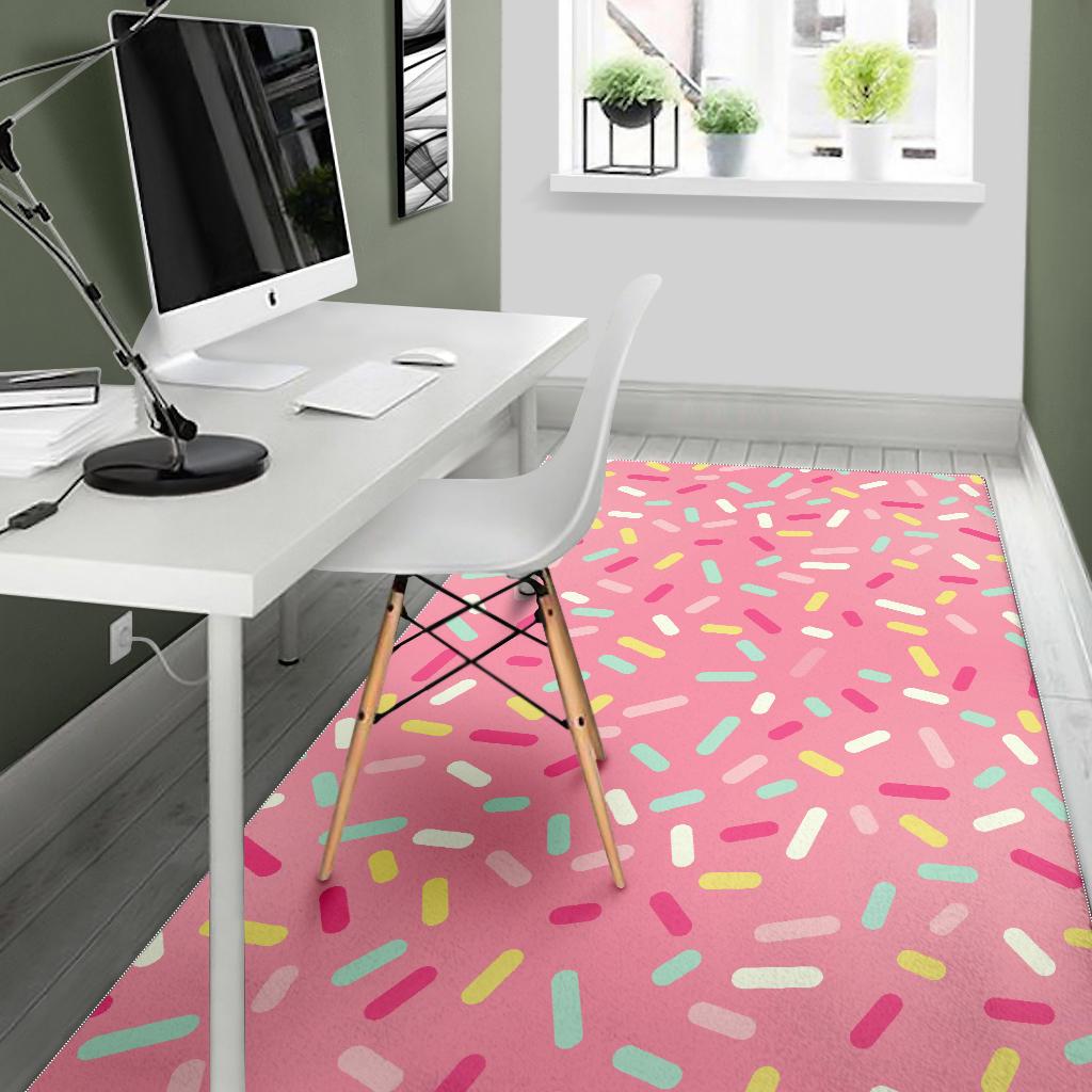 Pink donut glaze candy pattern Area Rug