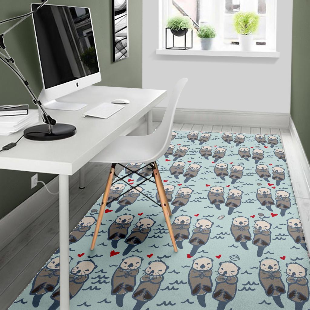 Lovely Sea Otter Pattern Area Rug