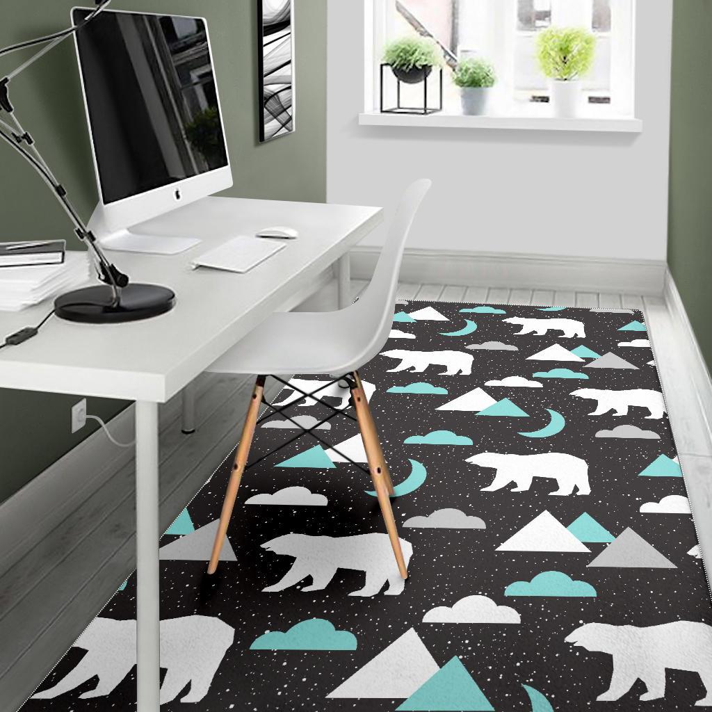 Polar Bear Moon Pattern Area Rug