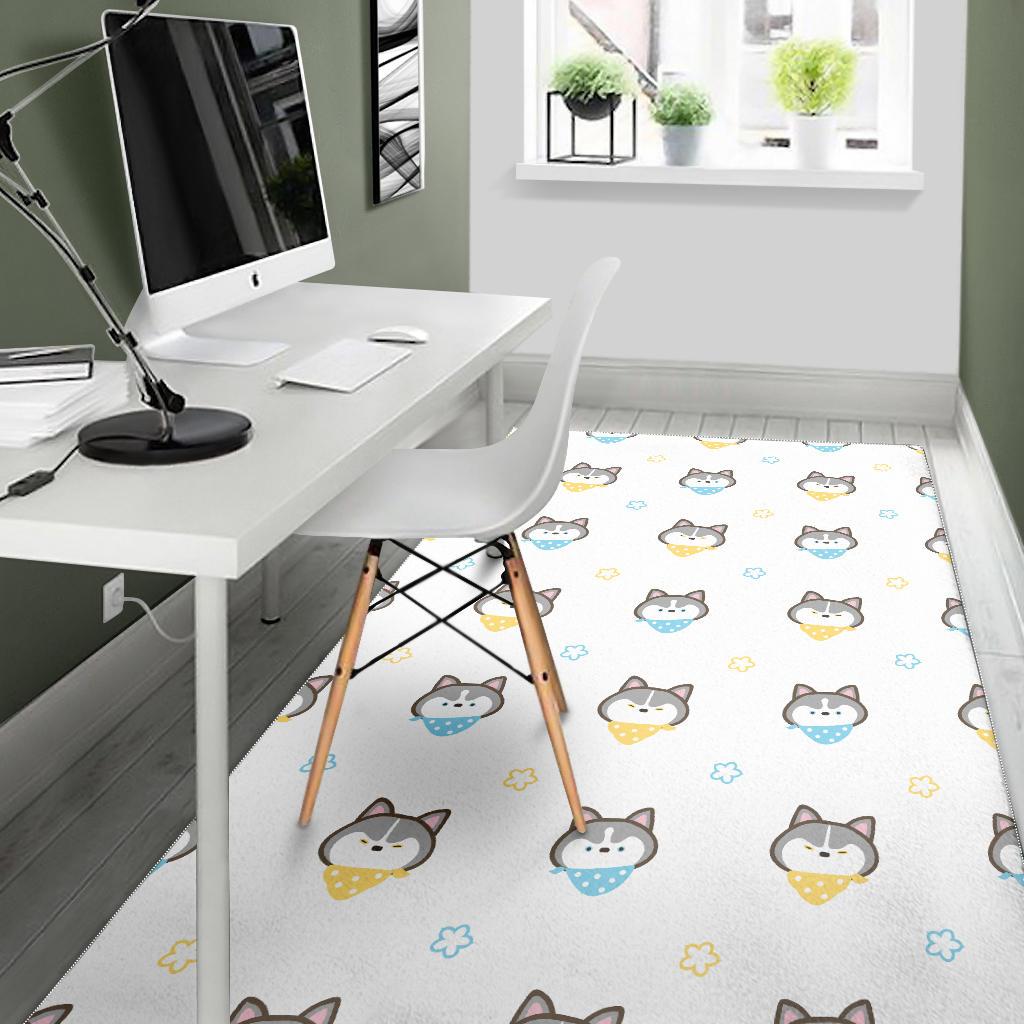 Cute Siberian Husky pattern Area Rug