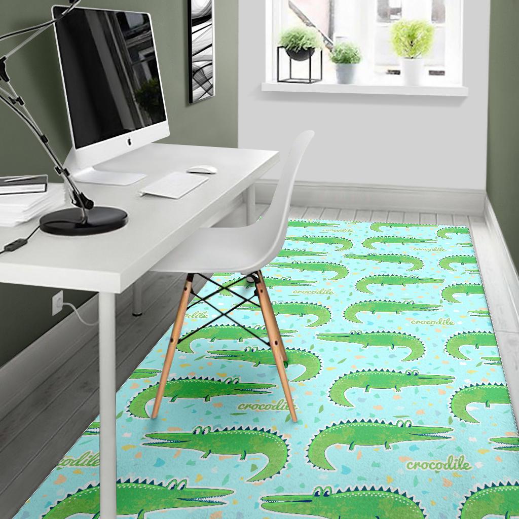 Crocodile Pattern Blue background Area Rug