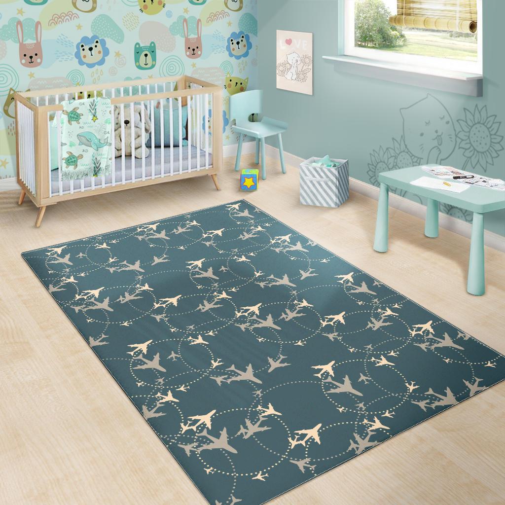 Airplane Circle Pattern Area Rug