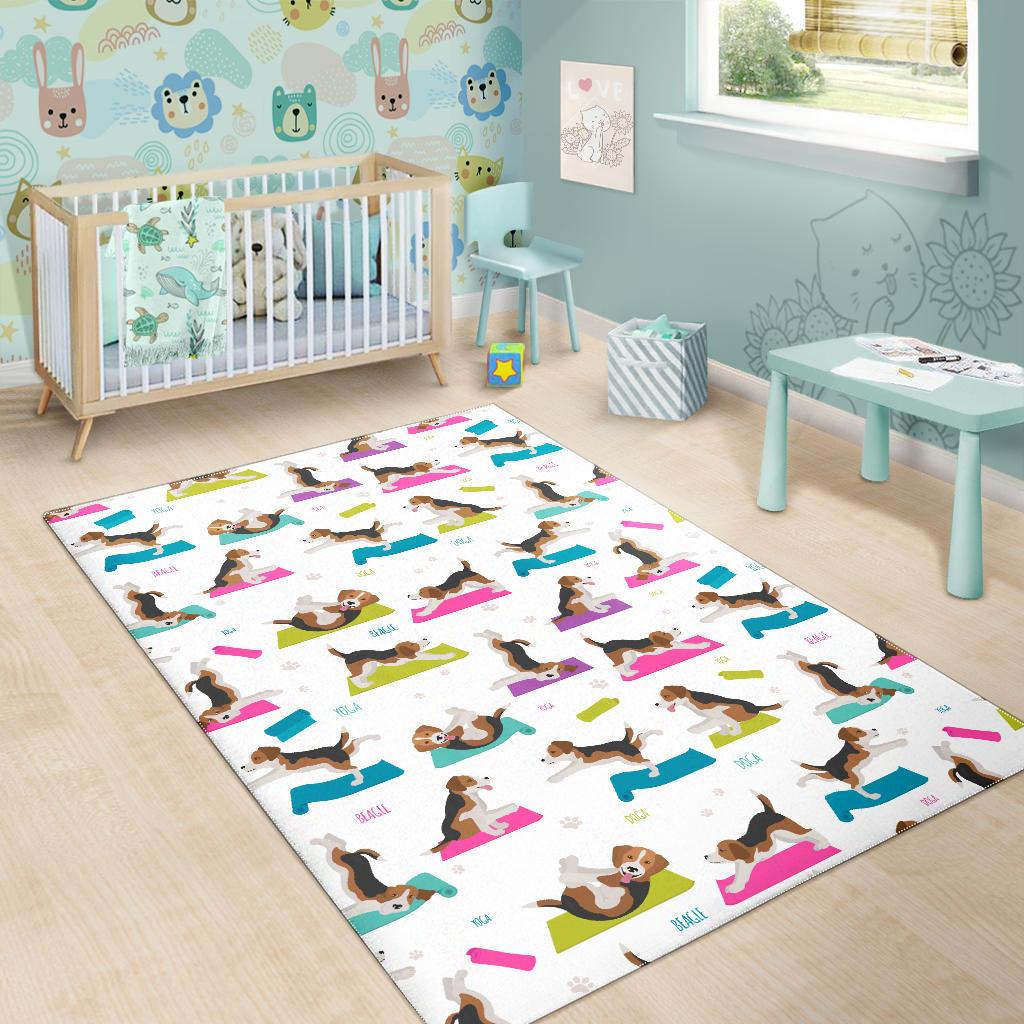 Beagle Yoga Pattern Area Rug