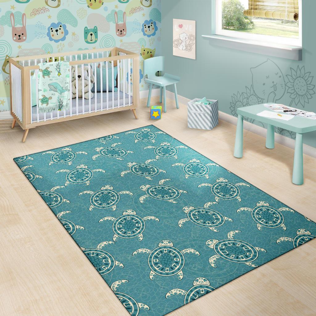 Sea Turtle Pattern Print Design T02 Area Rugs