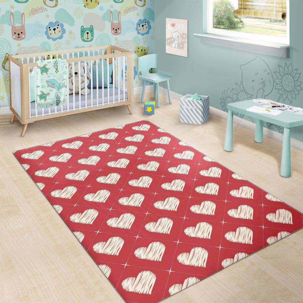 Heart Red Pattern Area Rug