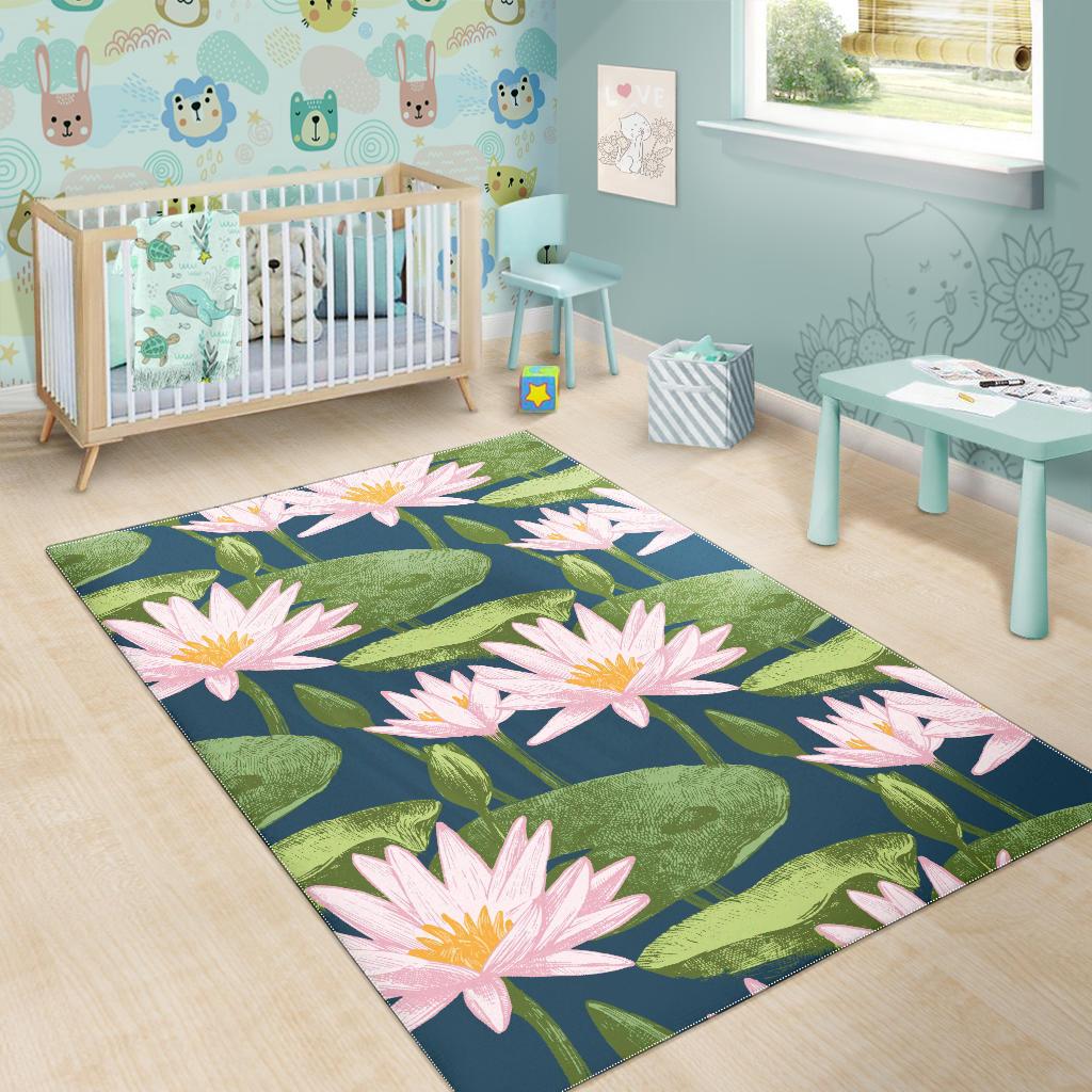 Lotus Waterlily Pattern background Area Rug