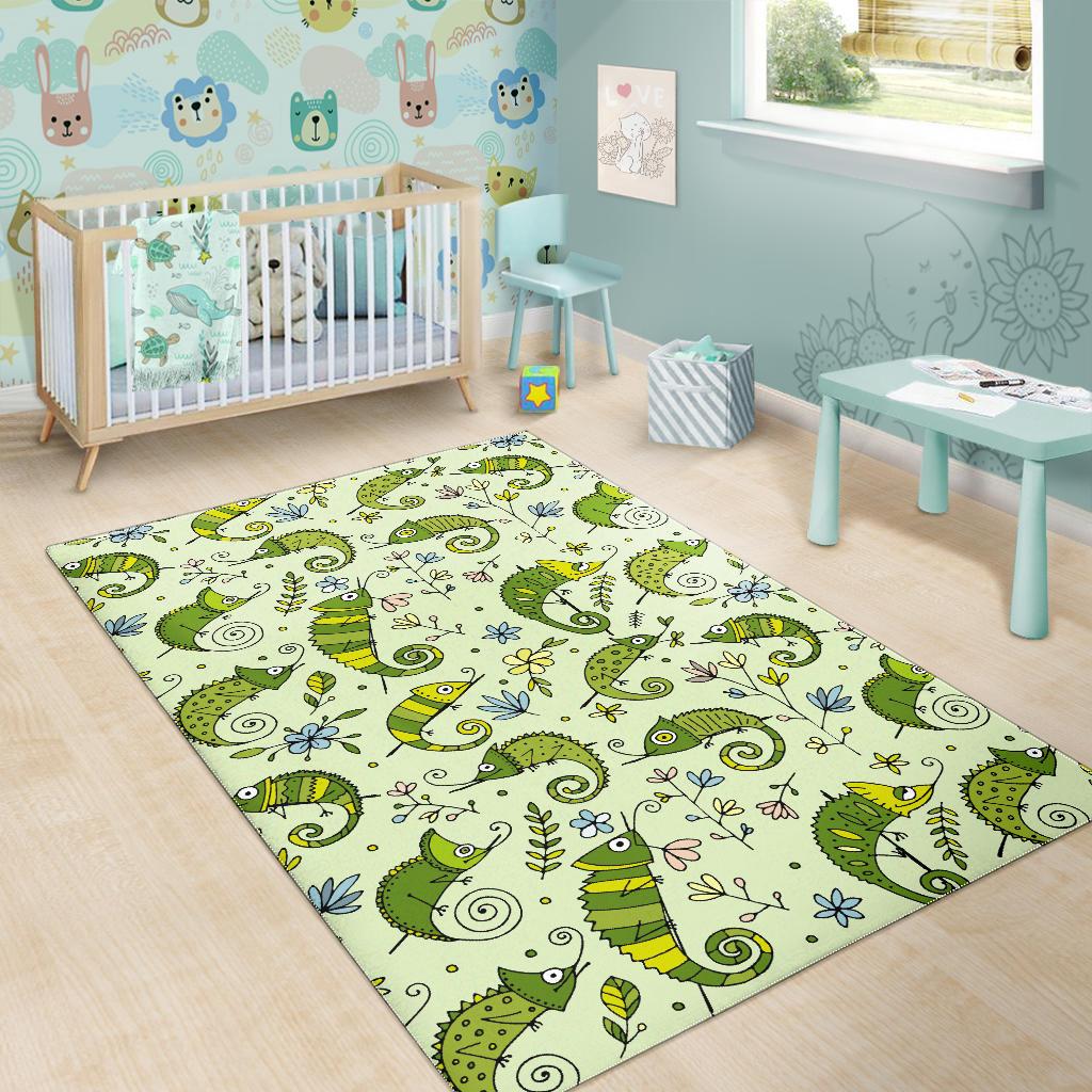 Cute Chameleon Lizard Pattern Area Rug