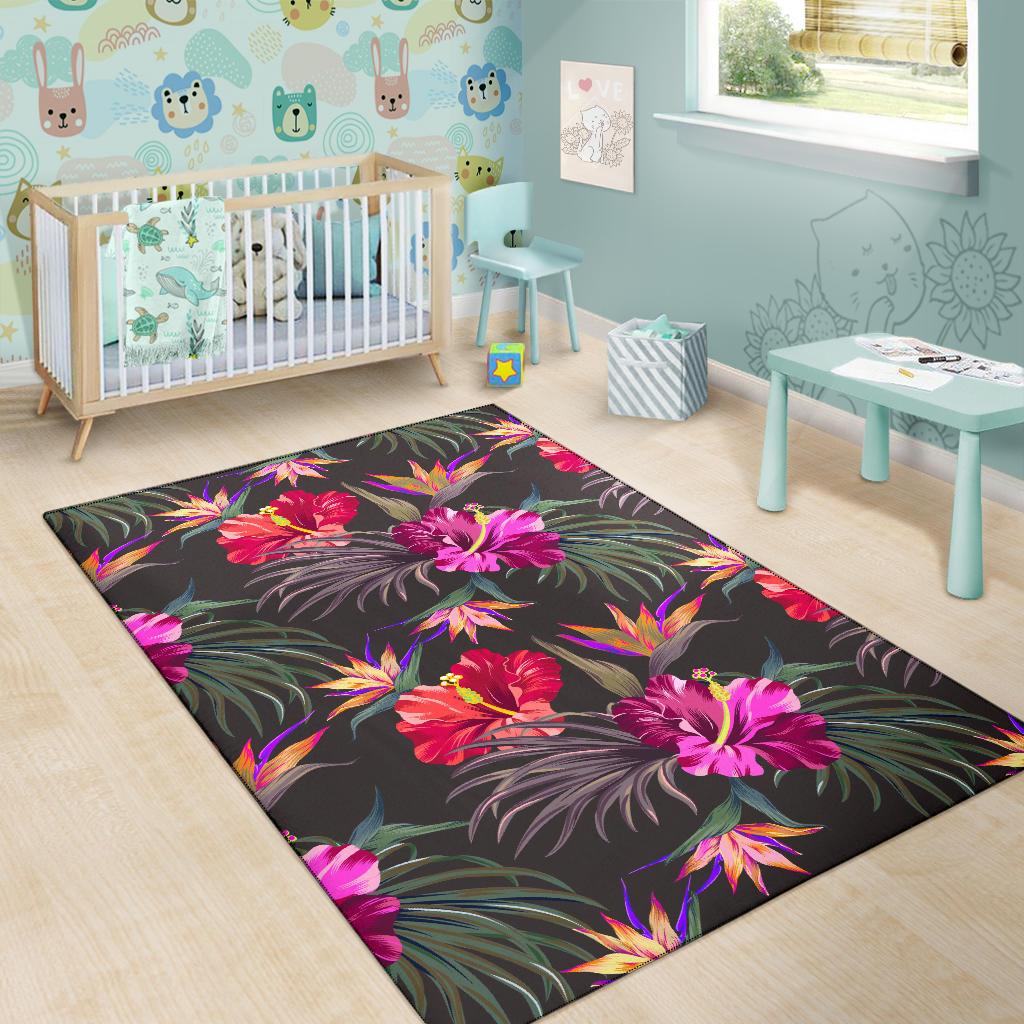 Hibiscus Pattern Print Design HB014 Area Rugs