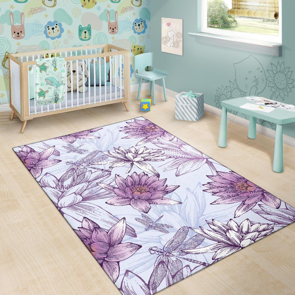 Water Lily Pattern Print Design WL01 Area Rugs