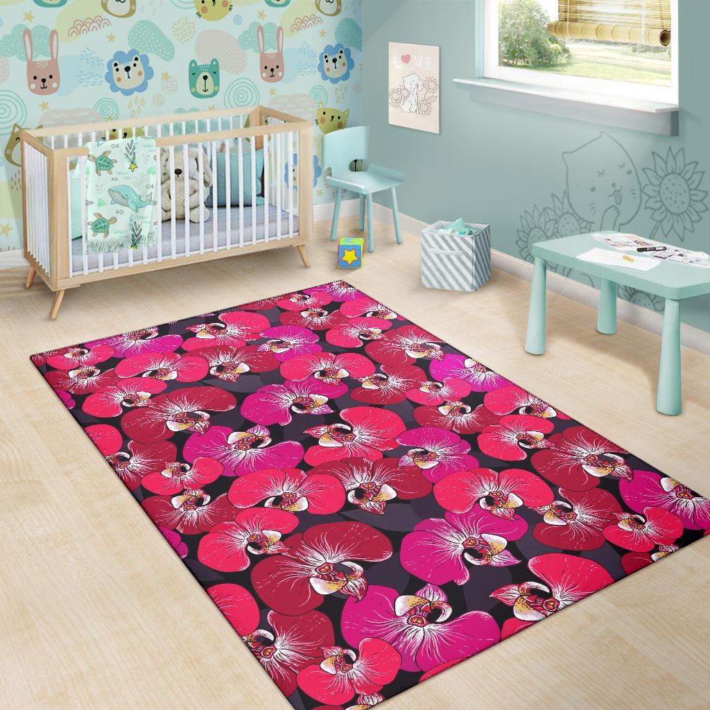 Orchid Red Pattern Print Design OR05 Area Rugs
