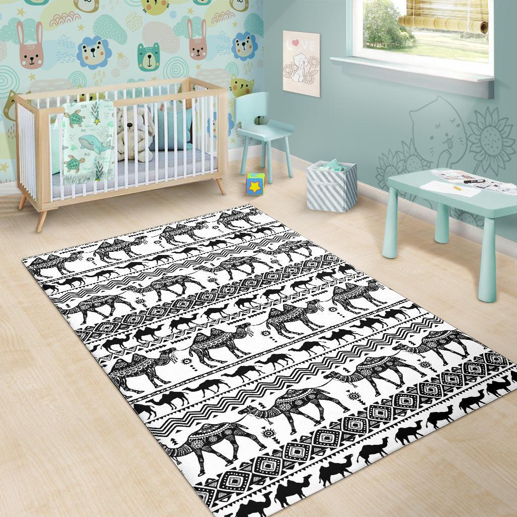 Camel polynesian tribal pattern Area Rug