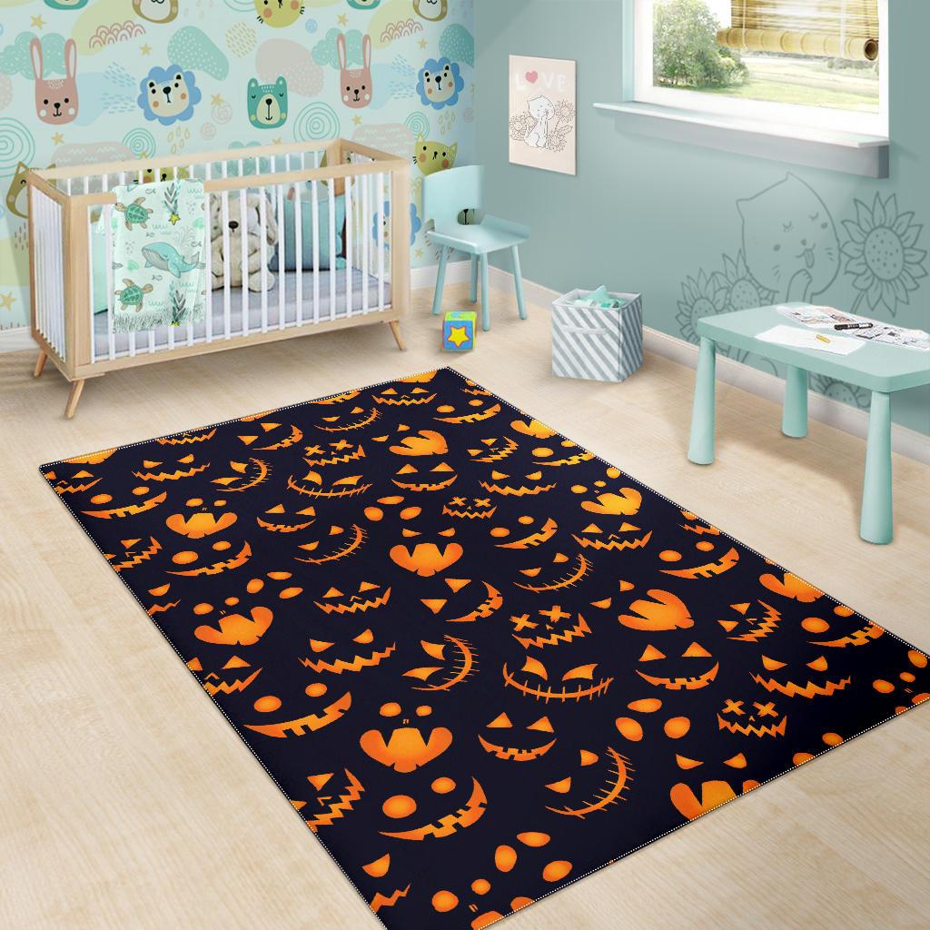 Halloween pattern Pumpkin background Area Rug