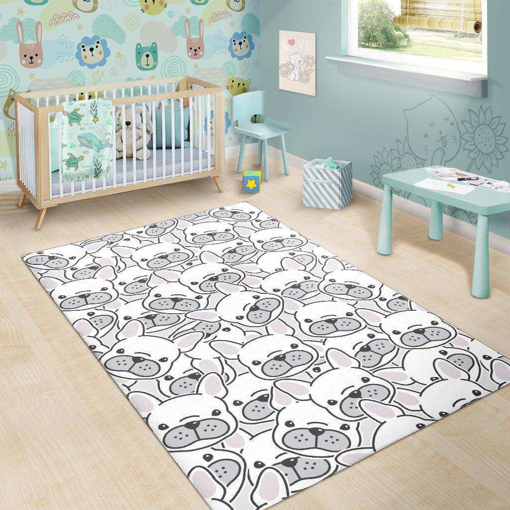 Cute french bulldog head pattern Area Rug