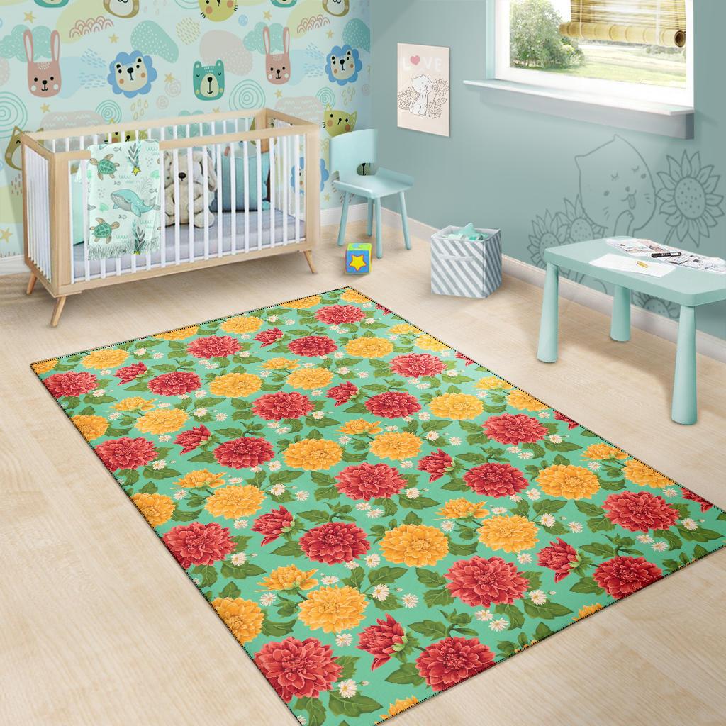 Dahlia Pattern Print Design DH011 Area Rugs