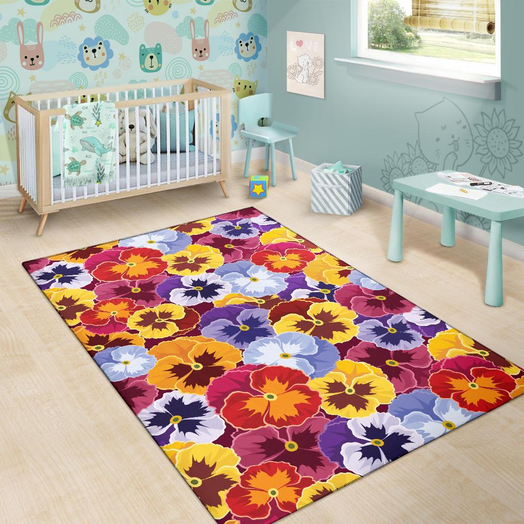 Pansy Pattern Print Design PS01 Area Rugs