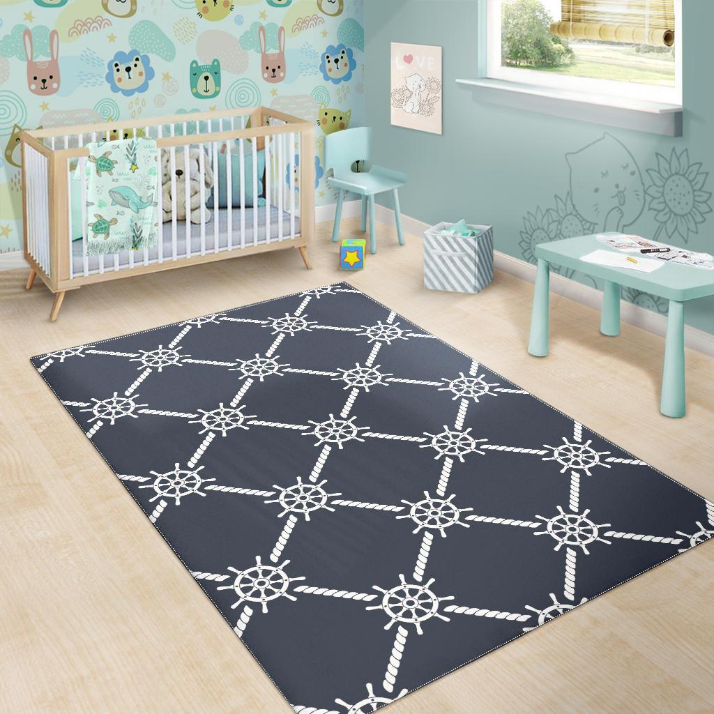 nautical steering wheel rope pattern Area Rug