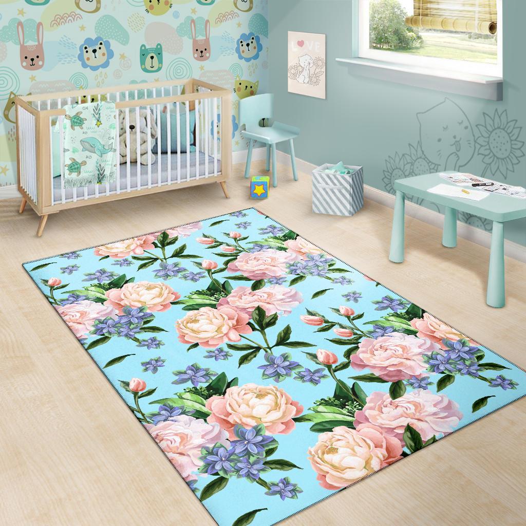 Peony Pattern Print Design PE02 Area Rugs