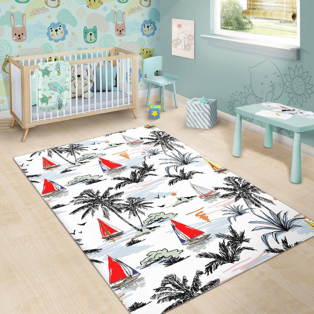 Sailboat Pattern Background Area Rug