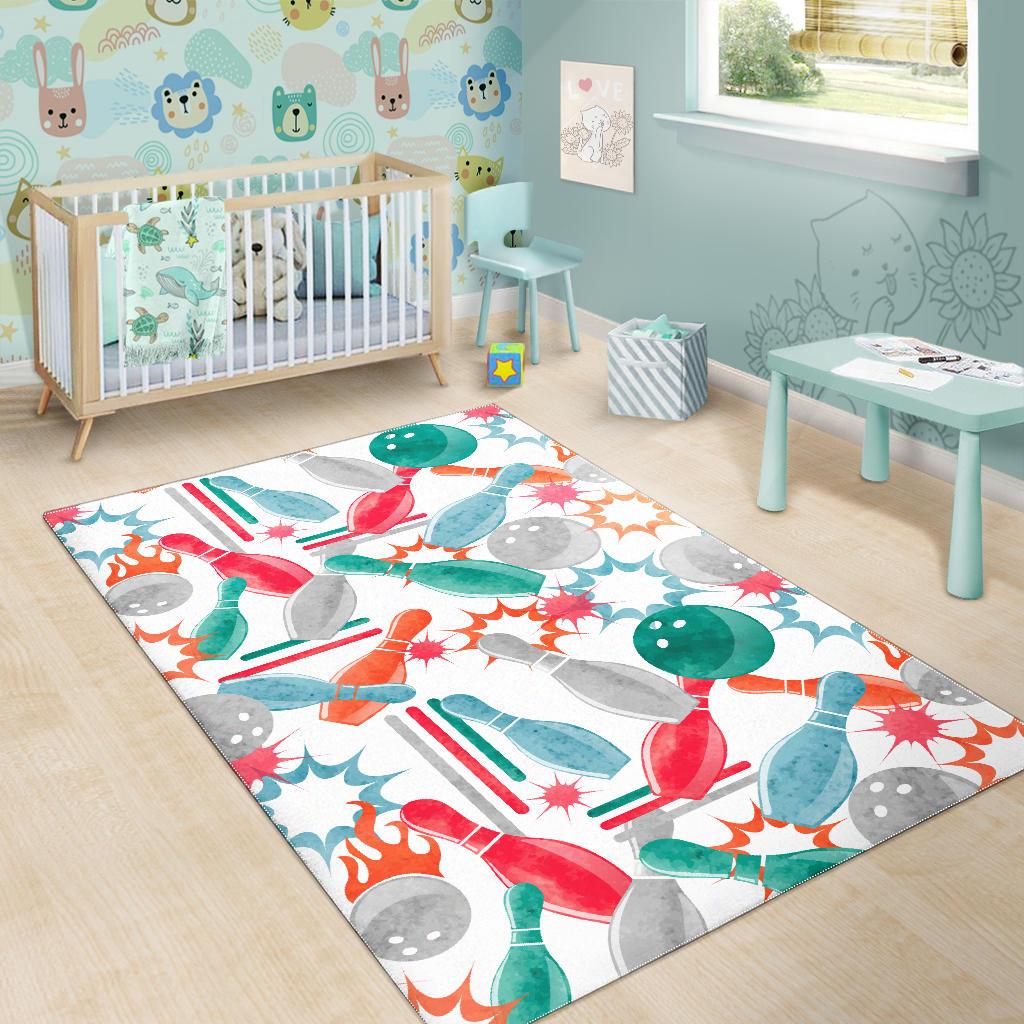 Watercolor bowling pattern Area Rug