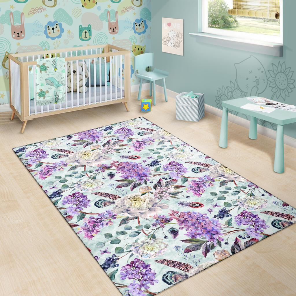 Lilac Pattern Print Design LI06 Area Rugs