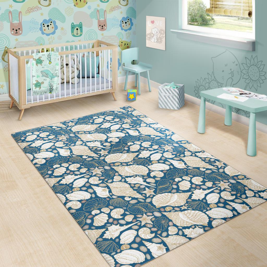 Shell Polynesian Tribal design pattern Area Rug