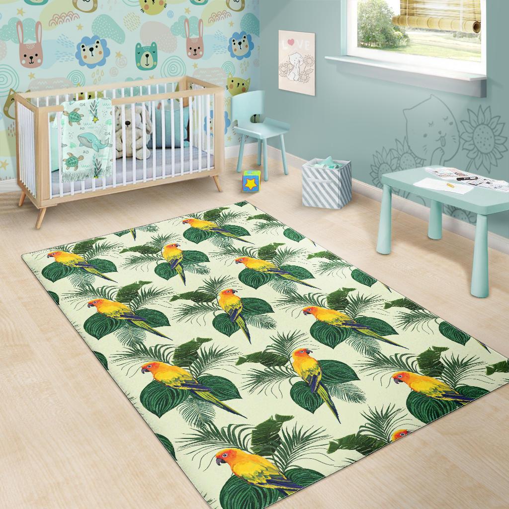 Beautiful parrot palm leaves pattern Area Rug