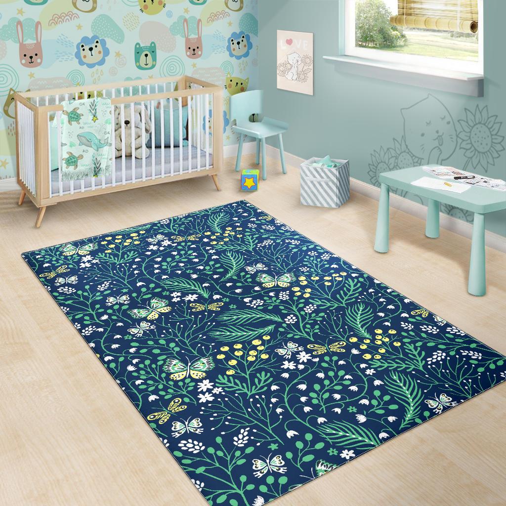 butterfly leaves pattern Area Rug