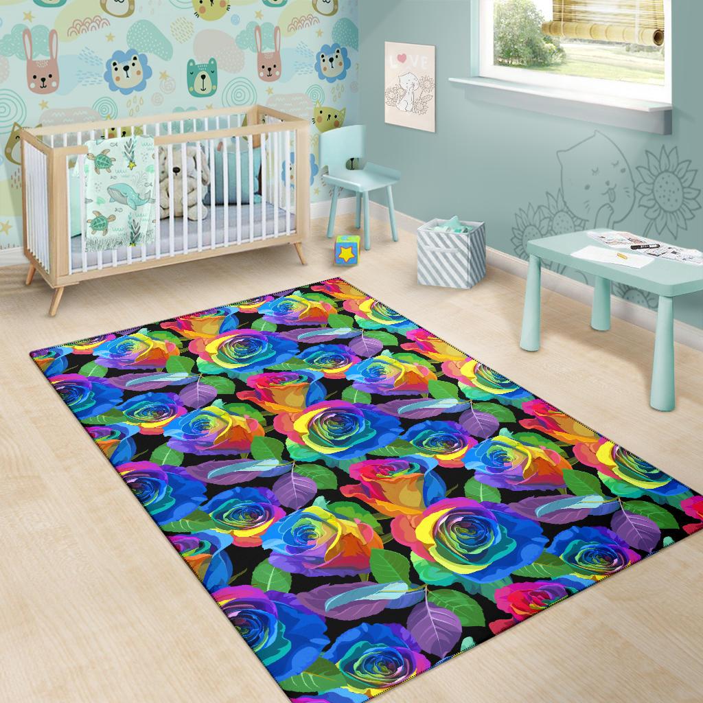Rose Pattern Print Design RO02 Area Rugs
