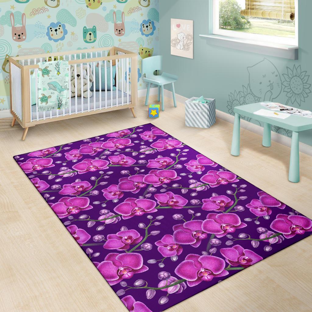 Orchid Purple Pattern Print Design OR02 Area Rugs