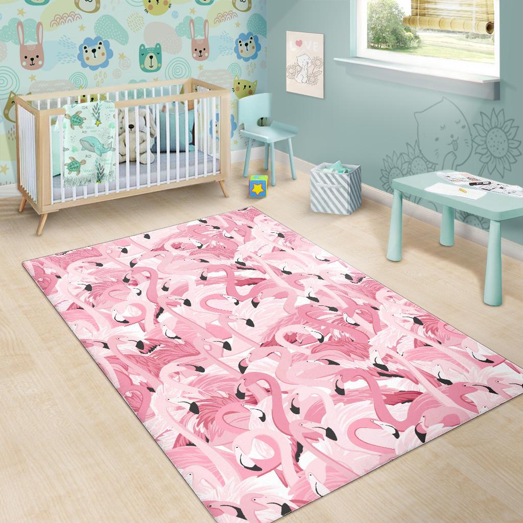 Pink flamingos pattern background Area Rug