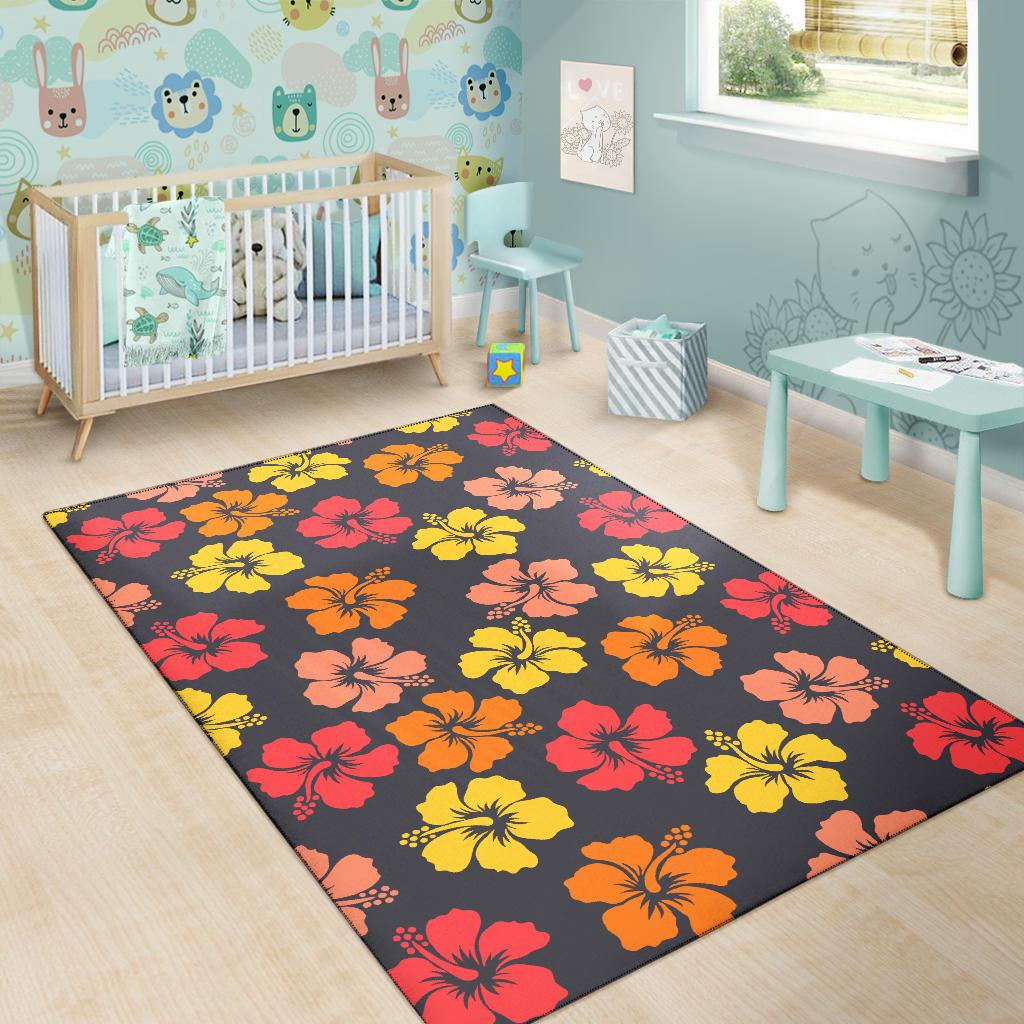 Hibiscus Pattern Print Design HB024 Area Rugs