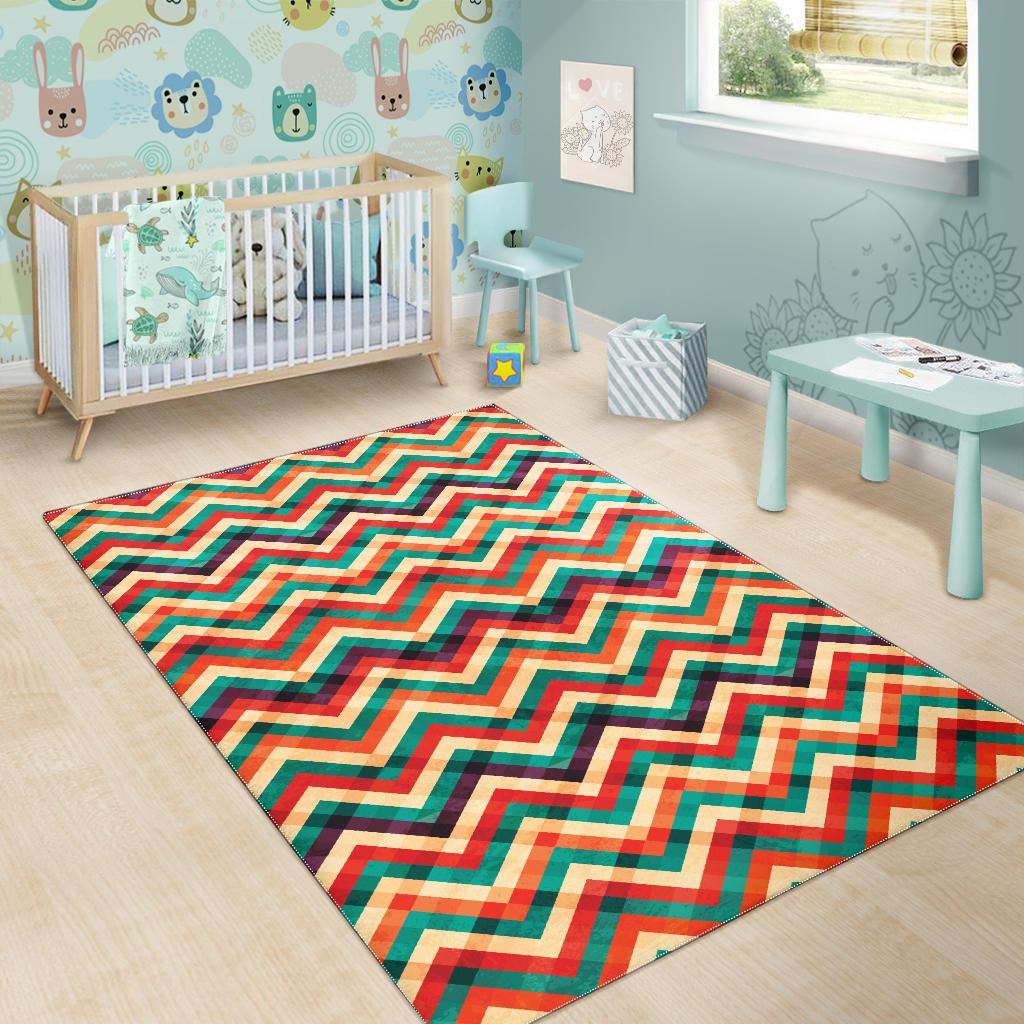 zigzag  chevron colorful pattern Area Rug